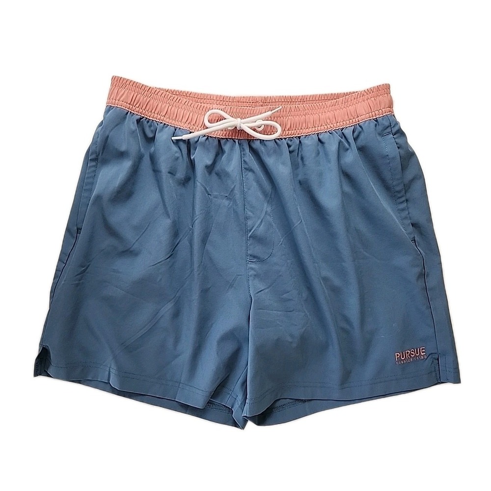 Shein Men's Large Swim Trunks Board Shorts Built-In Boxers Blue Quick Dry EUC